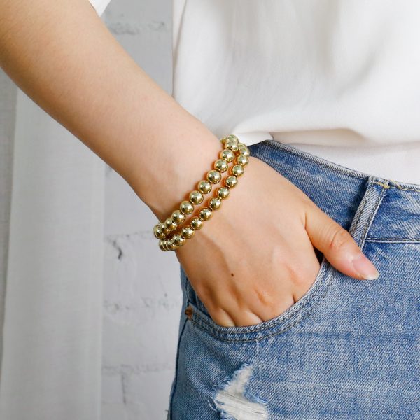 Gold Plated Beaded Handmade Stretch Elastic Bracelet Gifts in Pakistan - Image 3