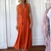 Women solid Halter Summer Dresses in Pakistan - Image 4
