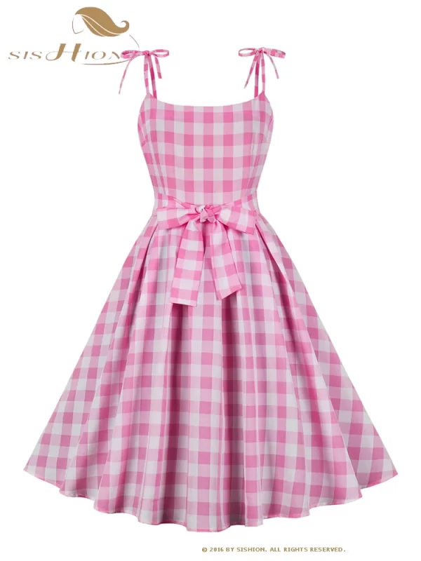 women Summer Plaid Casual Dresses in Pakistan - Image 2
