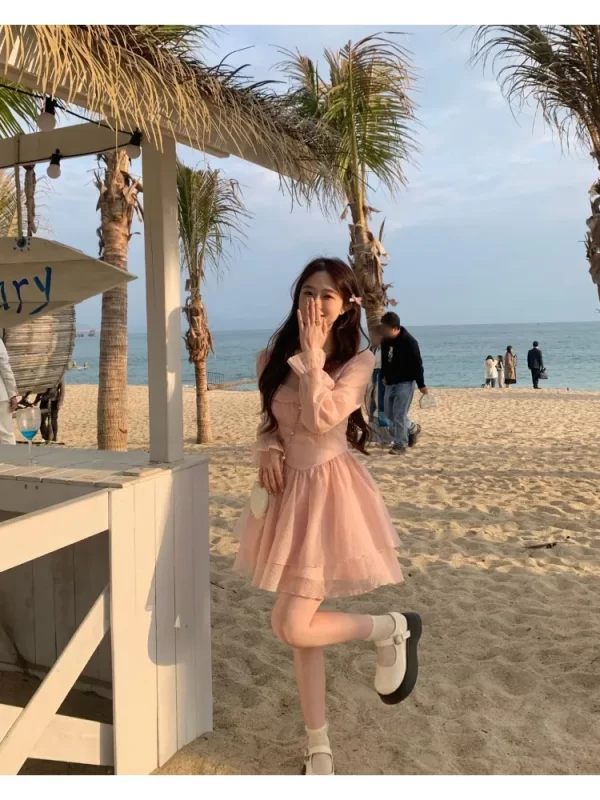Korean style pink corset dresses in Pakistan - Image 5