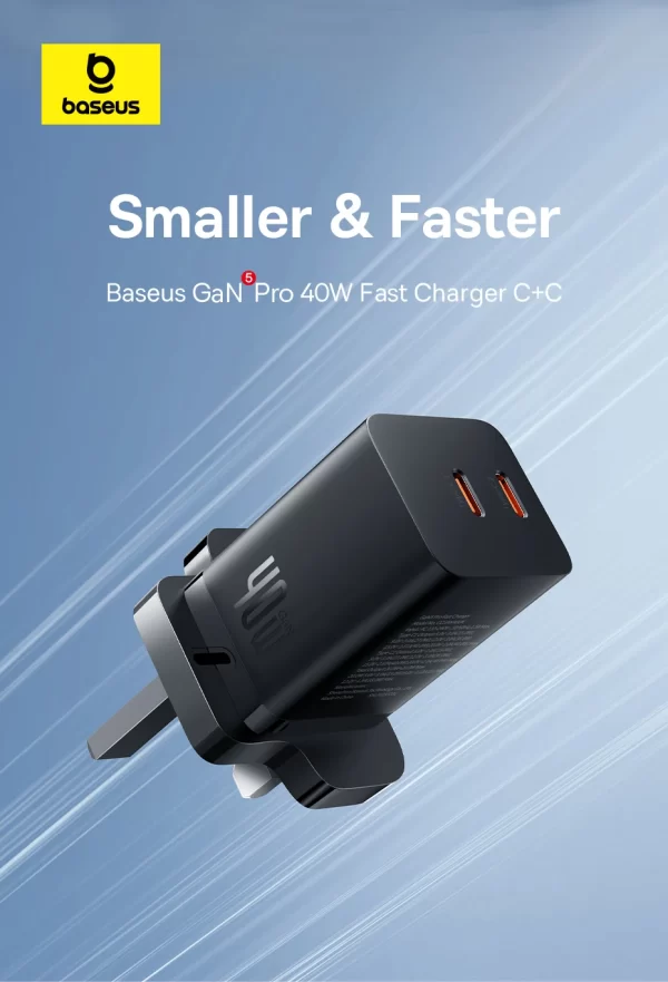 Baseus GaN5 Pro Fast Charger C C 40W in pakistan - Image 2