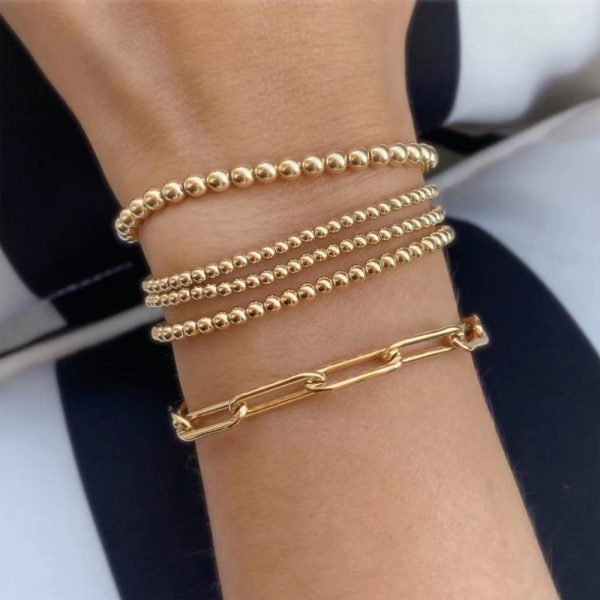 Ball Beads Cuff for Women Men Gold Silver Color Bracelets in Pakistan - Image 3