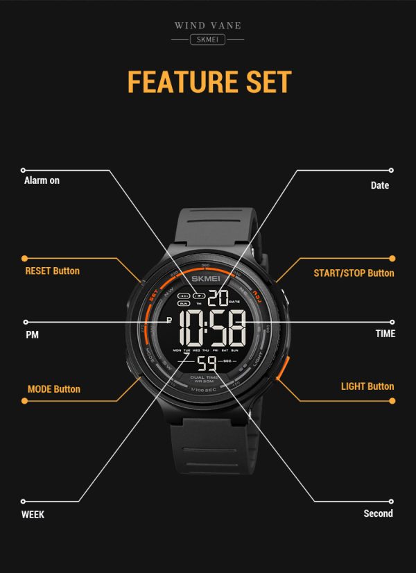 Digital movement Countdown Sport Watches for men pakistan - Image 2