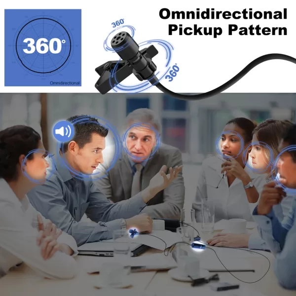 Professional Lavalier Microphone Clip-on Omnidirectional Condenser Lapel Mic - Image 2