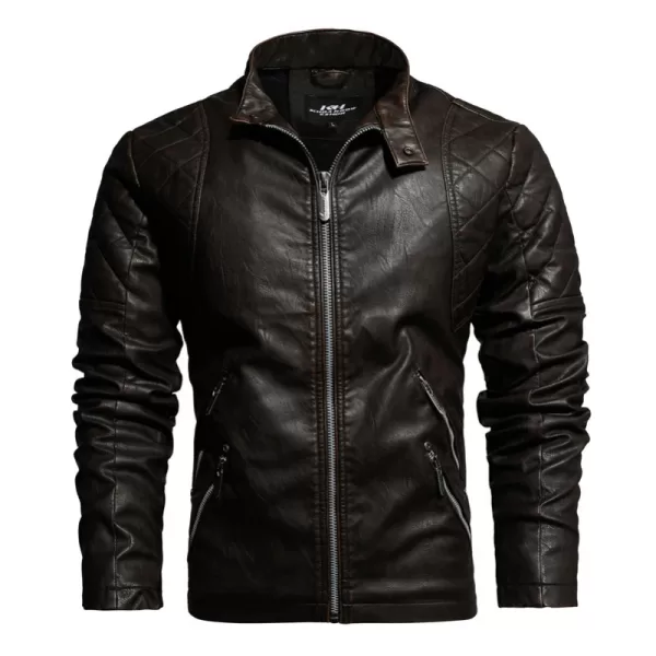 winter leather jacket, washed PU leather, European and American style jacket - Image 3