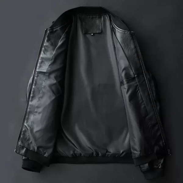 Men New Leather Jacket Motorcycle Jacket Men Black Biker PU Baseball Jacket Plus Fashion Causal - Image 2