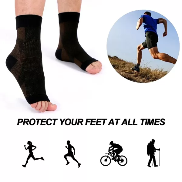 Socks Support Copper Ankle Compression Sleeve Brace - Image 2