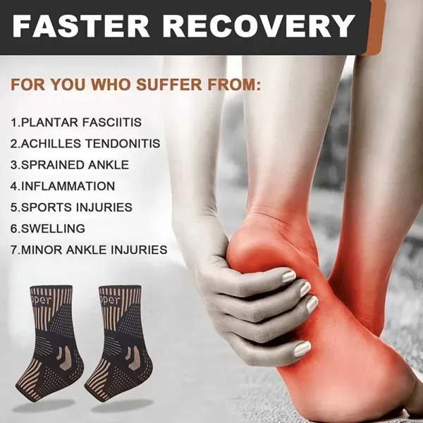 Copper Ankle Brace Infused Compression Sleeve Support - Image 3