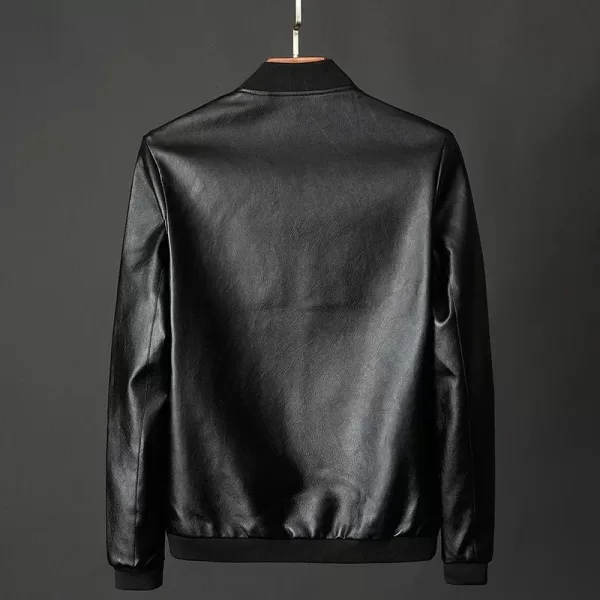 Men New Leather Jacket Motorcycle Jacket Men Black Biker PU Baseball Jacket Plus Fashion Causal - Image 3