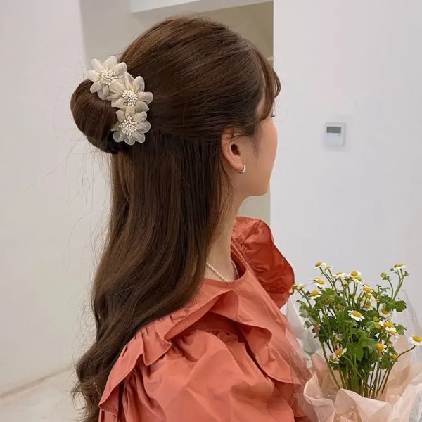 Women Elegant Bud Flower Bun Maker Maruko Hairstyle Making Long Tool Sweet - Image 5