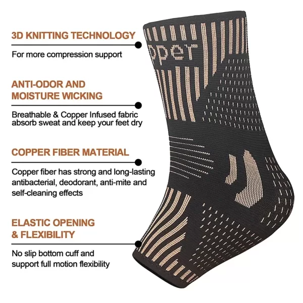 Copper Ankle Brace Infused Compression Sleeve Support - Image 5