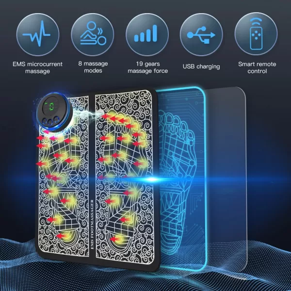 Electric EMS Foot Massager Pad Relief Pain Relax Feet Acupoints Massage - Image 5