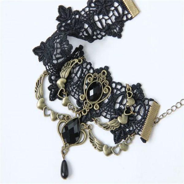 Handmade Vintage Black Lace Anklets for Women - Image 2