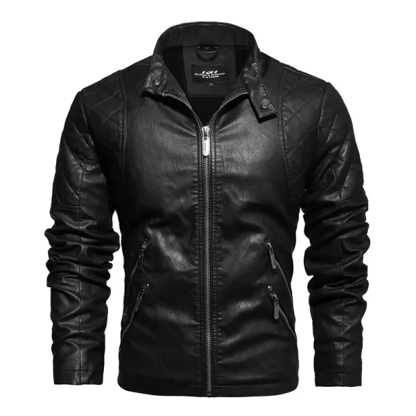 winter leather jacket, washed PU leather, European and American style jacket - Image 5