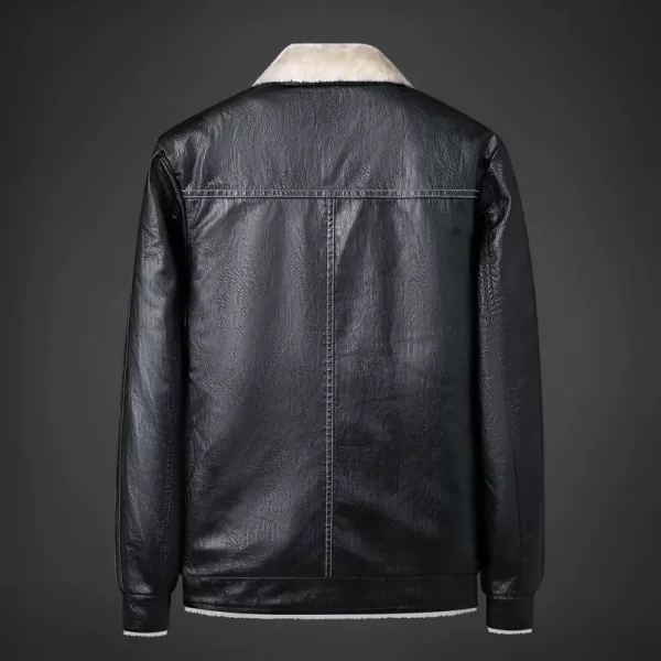 High Quality Men Leather Bomber Jacket Fleece Genuine Business Real Leather Flights Jacket - Image 4