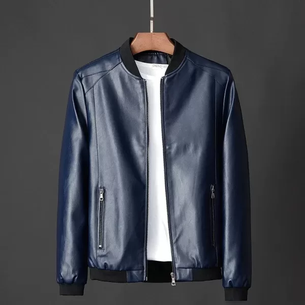 Men New Leather Jacket Motorcycle Jacket Men Black Biker PU Baseball Jacket Plus Fashion Causal - Image 4
