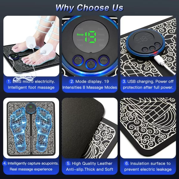 Electric EMS Foot Massager Pad Relief Pain Relax Feet Acupoints Massage - Image 6