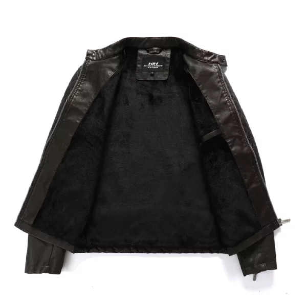 winter leather jacket, washed PU leather, European and American style jacket - Image 6