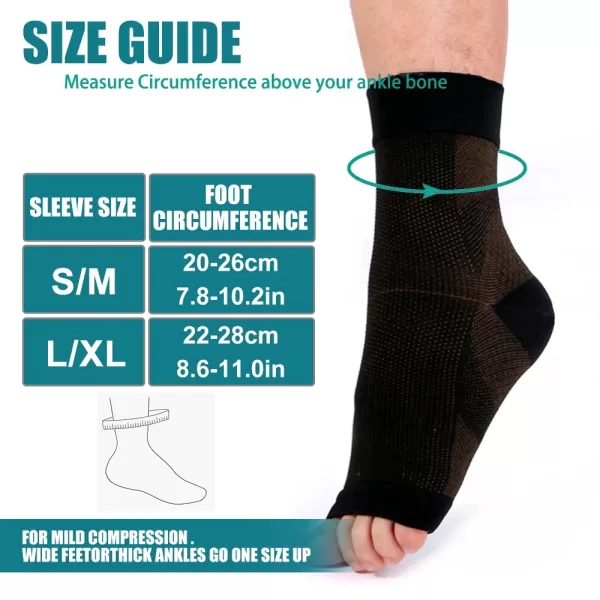 Socks Support Copper Ankle Compression Sleeve Brace - Image 6