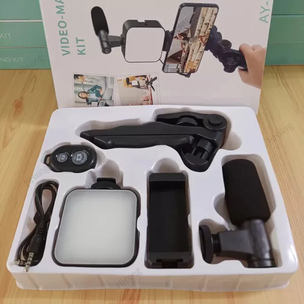 Phone Holder Photography Lighting Smartphone Video Kit Microphone LED - Image 3