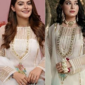 2 Pice Suit Organza Shirt Organza Gotta And Karhai Work Dupata Orgazna With Kiran Less