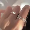 2023 Silver Color Couple Rings Set Heart Butterfly Shaped Women's Ring Fashion Love Jewelry for Women Girls Gift Punk Alloy Ring - Image 3