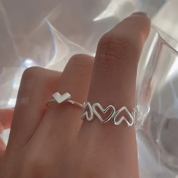 2023 Silver Color Couple Rings Set Heart Butterfly Shaped Women's Ring Fashion Love Jewelry for Women Girls Gift Punk Alloy Ring - Image 6
