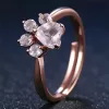 Cute Bear Paw Cat Claw Opening Adjustable Ring Rose Rings For Women Romantic Wedding Pink Crysta - Image 4