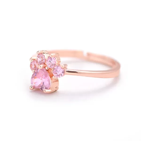Cute Cartoon Cat's Paw Crystal Engagement Design Hot Sale Rings For Women - Image 4