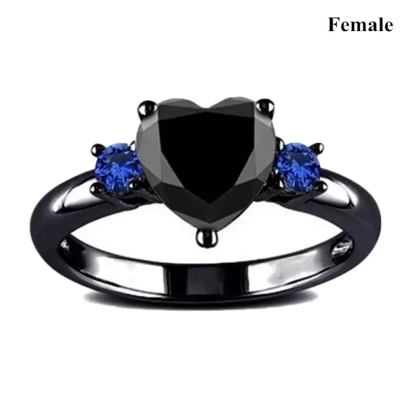Men Stainless Steel Celtic Dragon Ring Heart Black Zircon Women Wedding Rings Set Valentine's Day Jewelry - Image 3