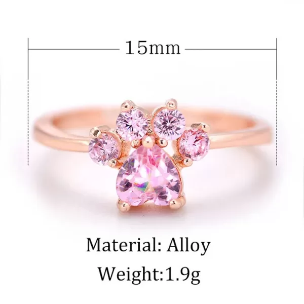 Cute Cartoon Cat's Paw Crystal Engagement Design Hot Sale Rings For Women - Image 7