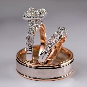 Charm Couple Rings Men Stainless Steel Rings Rhinestones Zircon Women