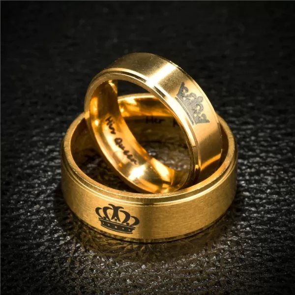 Gold Colour King and Queen Stainless Steel Couple Rings price in Pakistan - Image 4