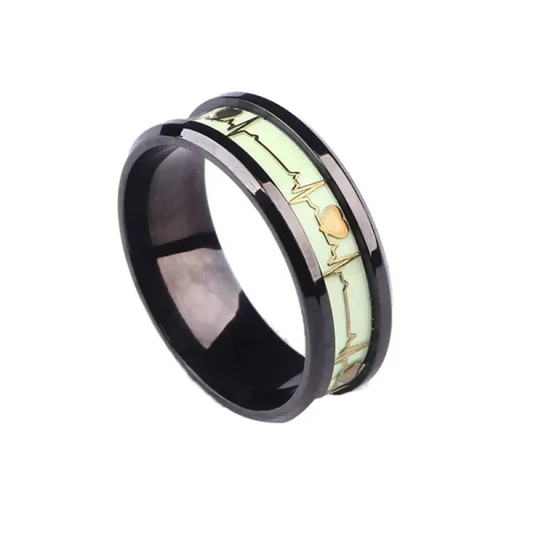 Luminous Stainless Steel Love Heart Finger Rings For Couple - Image 6