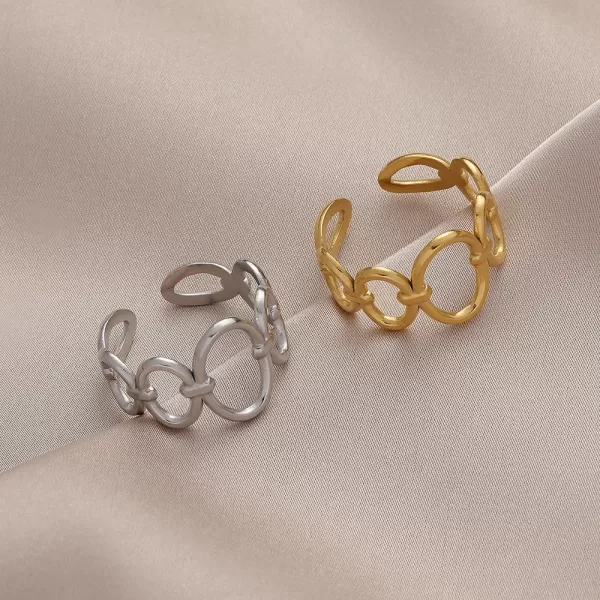 Stainless Steel Circle Geometric Rings for womem - Image 2