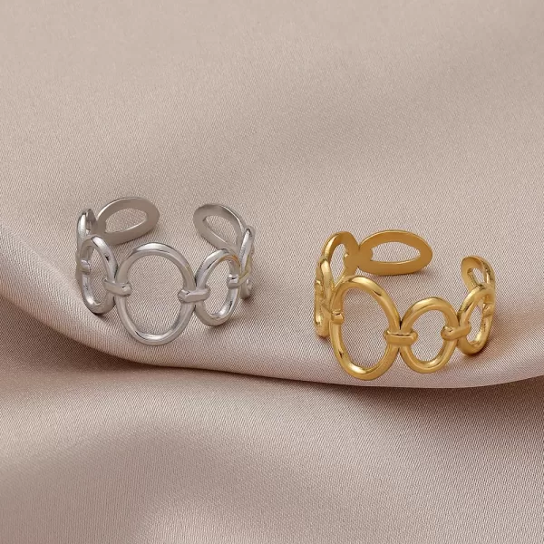 Stainless Steel Circle Geometric Rings for womem