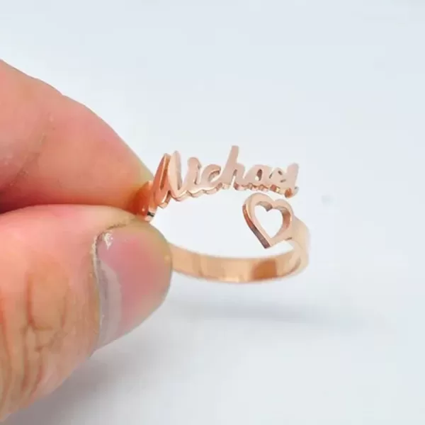 New Fashion Custom Ring Personalized Name Ring With Heart Custom Nameplate Ring For Couple Lover Graduation Keepsake Gift
