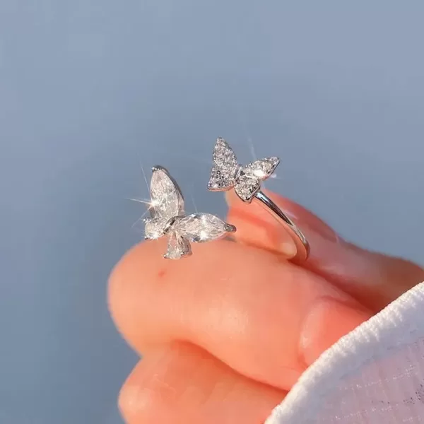 Shiny Cute Crystal Butterfly Zircon Rings for Women - Image 5