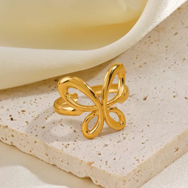 Stainless Steel Cute Butterfly Adjustable Rings for Women - Image 2