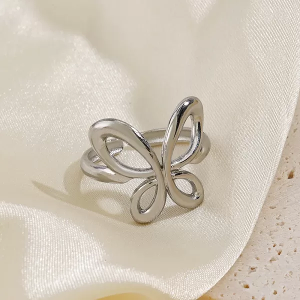 Stainless Steel Cute Butterfly Adjustable Rings for Women - Image 3