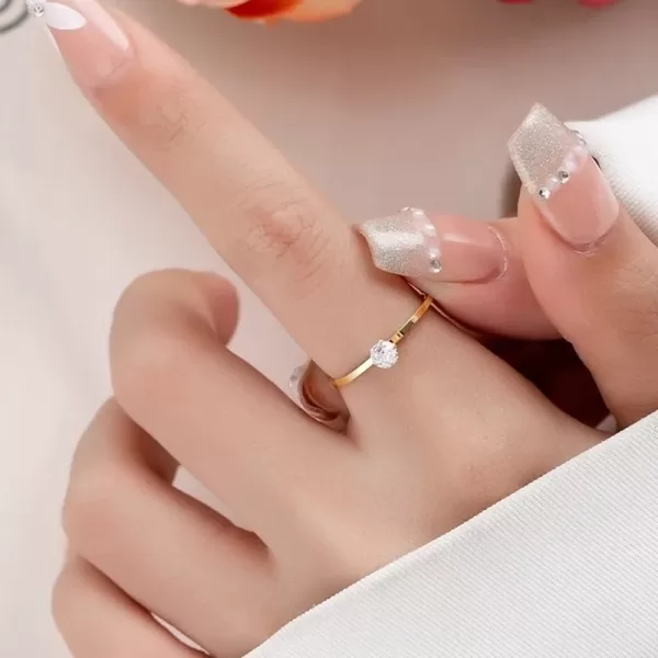 Stainless Steel Single Simple 1mm Thin Wedding Ring for Women - Image 3