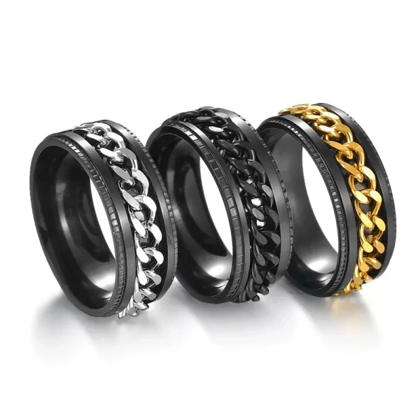 Titanium Steel Rotatable Chain Couple Ring price in Pakistan - Image 5
