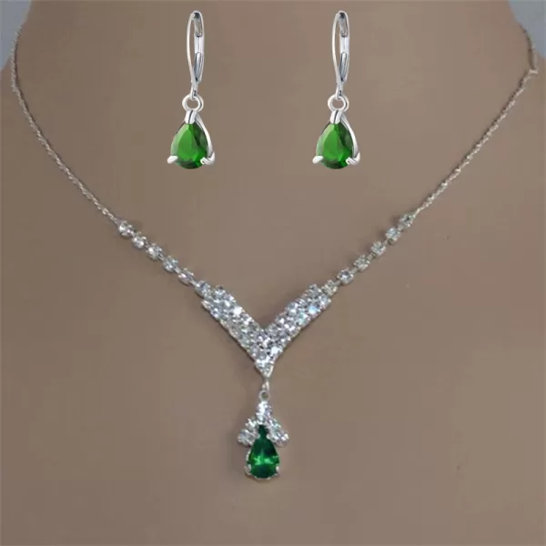 Fashion Blue Green Red Colorful Water Drop Rhinestone Women's Necklace - Image 2