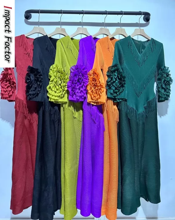All color 2024 Pleated French Vestito Dress