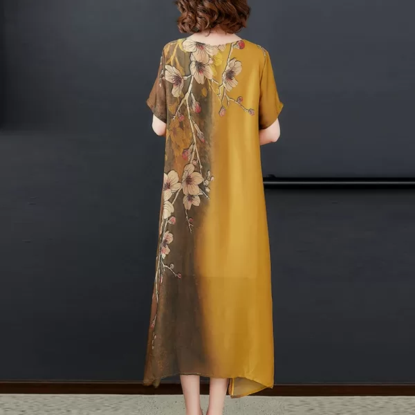 A summer outfit featuring a cotton linen midi dress paired with sandals and a straw hat.