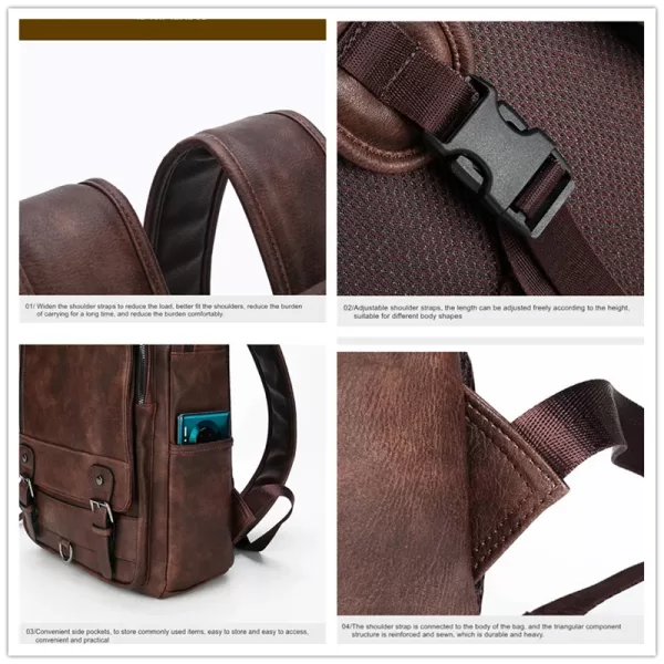 brwon Leather Men Backpack Business Male 15.6"