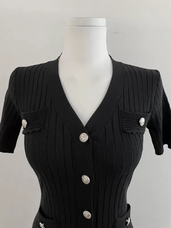 Summer Midi Dress Knitted Black Bodycon Korea Style Dresses 2024 - Image 6