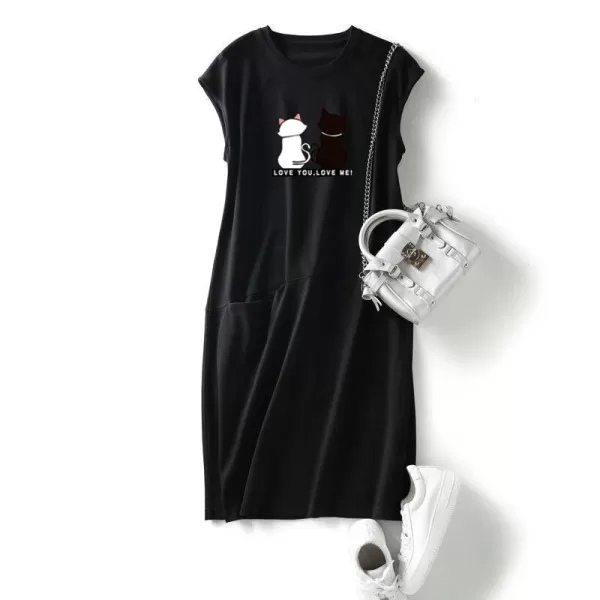 Black knitted bodycon midi dress with text "S LOVE YOU LOVE MET," perfect for summer.