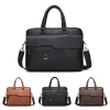 This pre-owned brown leather briefcase offers a touch of vintage charm for the modern professional.