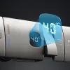 The digital control panel with a bright LED temperature display.